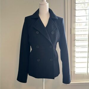 J. Crew Textured Navy Double-Breasted Pea Coat